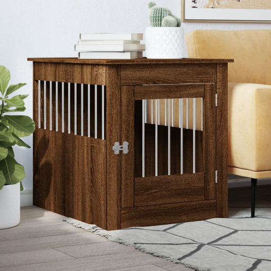 vidaXL Hundbur brun ek 64,5x80x71 konstruerat trä