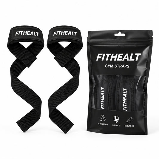 Fithealt Gym Straps – Svarta dragremmar för styrketräning och bättre grepp