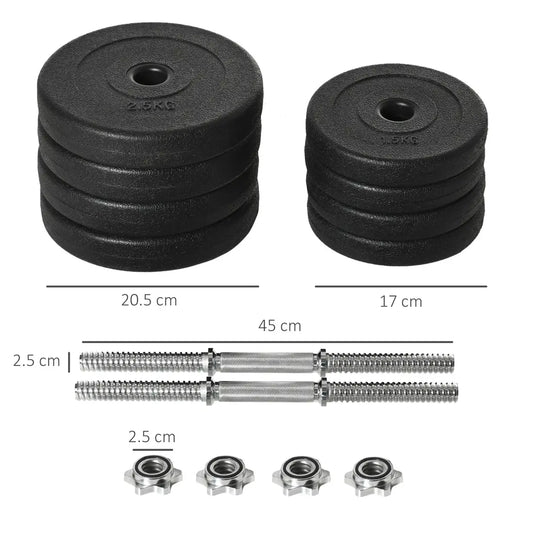HOMCOM Adjustable Dumbbell Set 20 kg