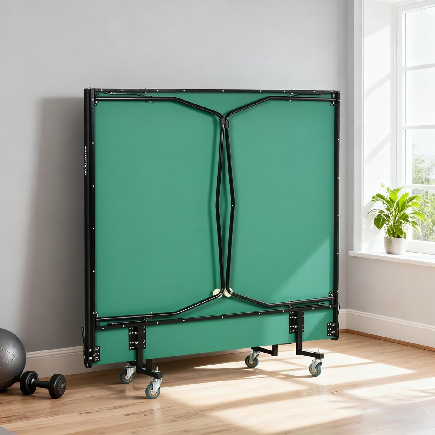 SPORTNOW 9ft Hopfällbart Bordtennisbord med Hjul