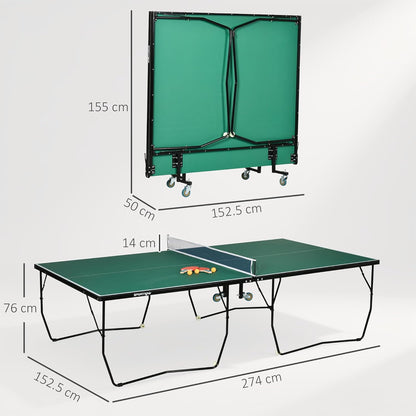 SPORTNOW 9ft Hopfällbart Bordtennisbord med Hjul