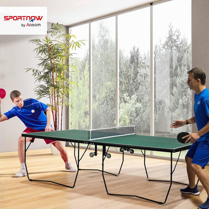 SPORTNOW 9ft Hopfällbart Bordtennisbord med Hjul