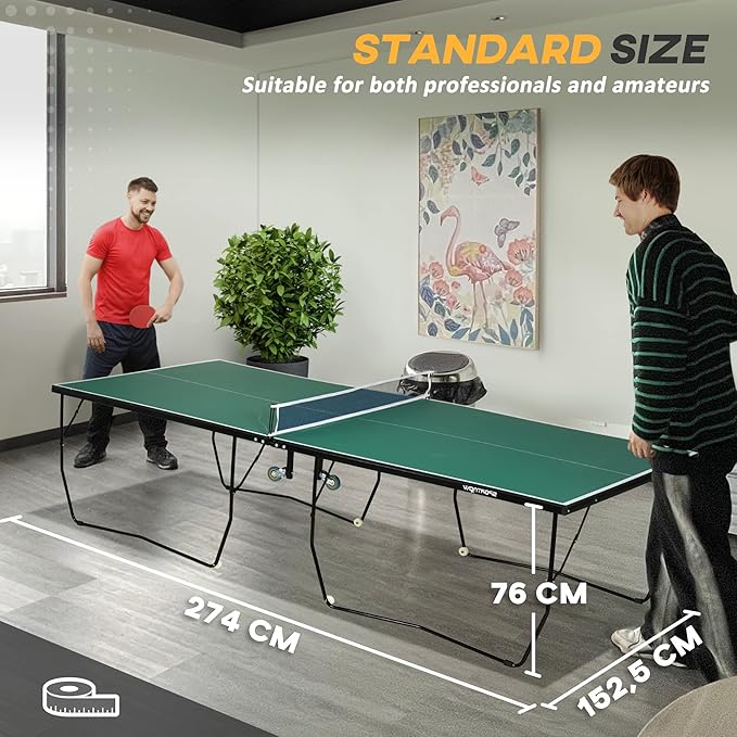 SPORTNOW 9ft Hopfällbart Bordtennisbord med Hjul
