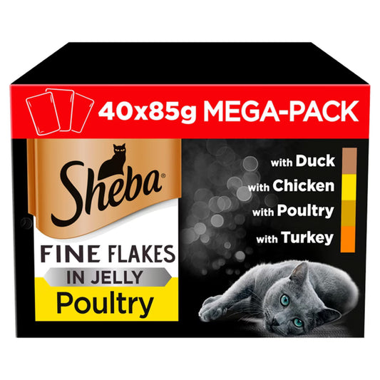 Sheba Fine Flakes Poultry Selection in Jelly 40 x 85 g