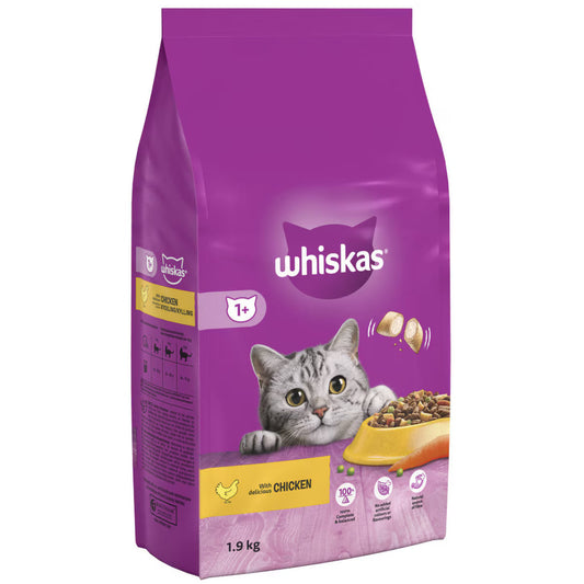 WHISKAS 1+ Adult Cat Dry Food Chicken 1,9 kg