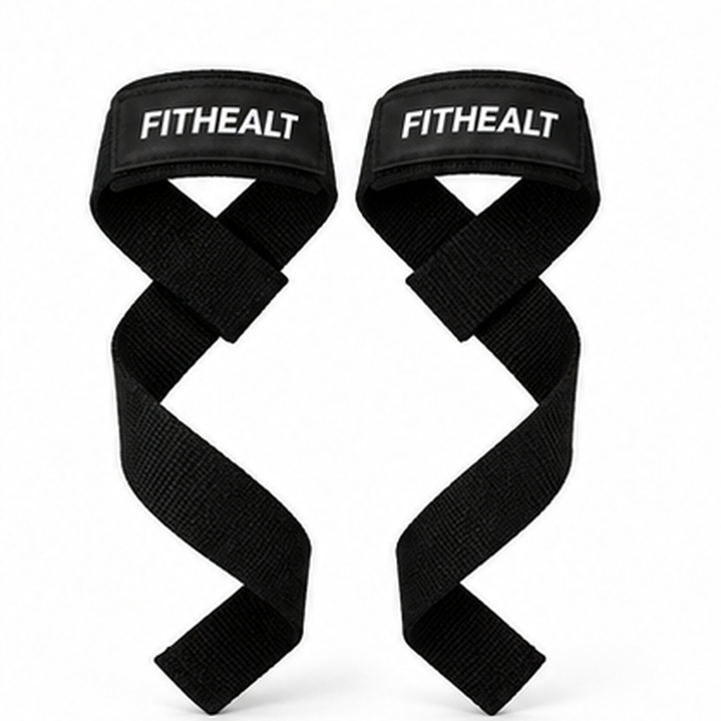 Fithealt Gym Straps – Svarta dragremmar för styrketräning och bättre grepp