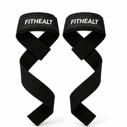 Fithealt Gym Straps – Svarta dragremmar för styrketräning och bättre grepp