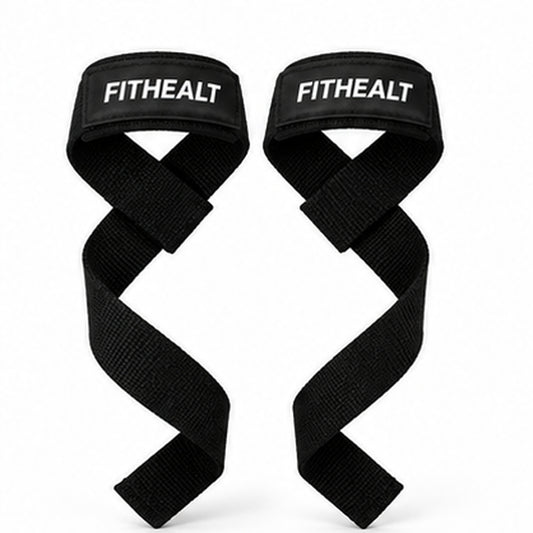 Fithealt Gym Straps – Svarta dragremmar för styrketräning och bättre grepp