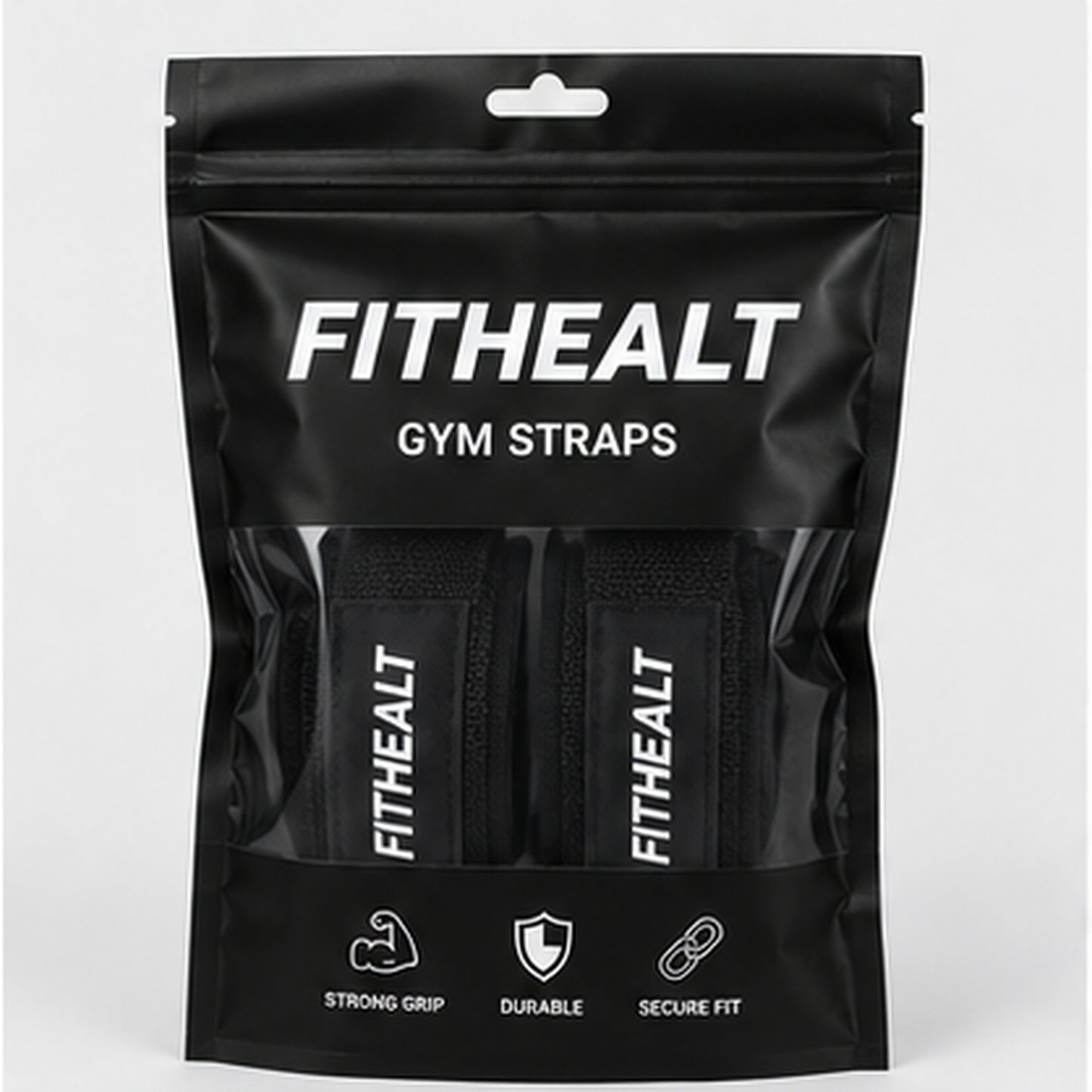 Fithealt Gym Straps – Svarta dragremmar för styrketräning och bättre grepp