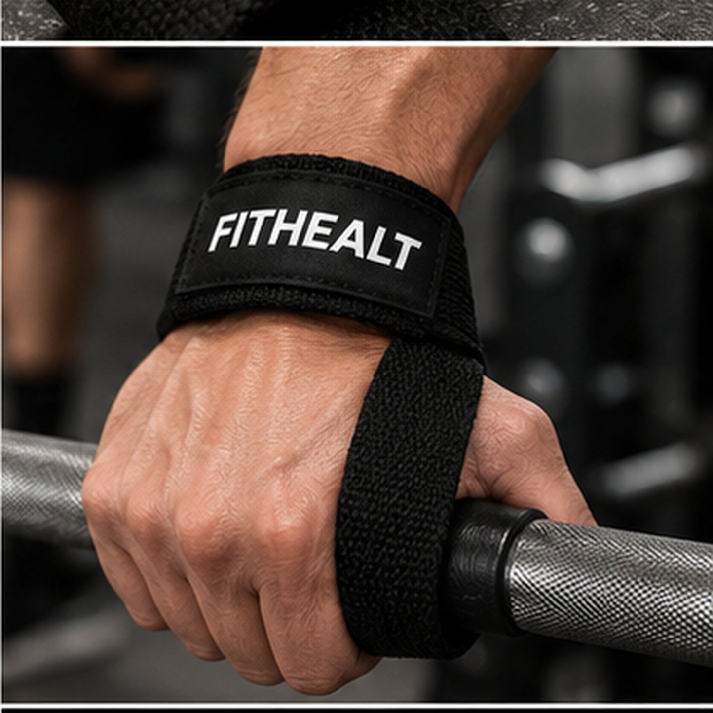 Fithealt Gym Straps – Svarta dragremmar för styrketräning och bättre grepp