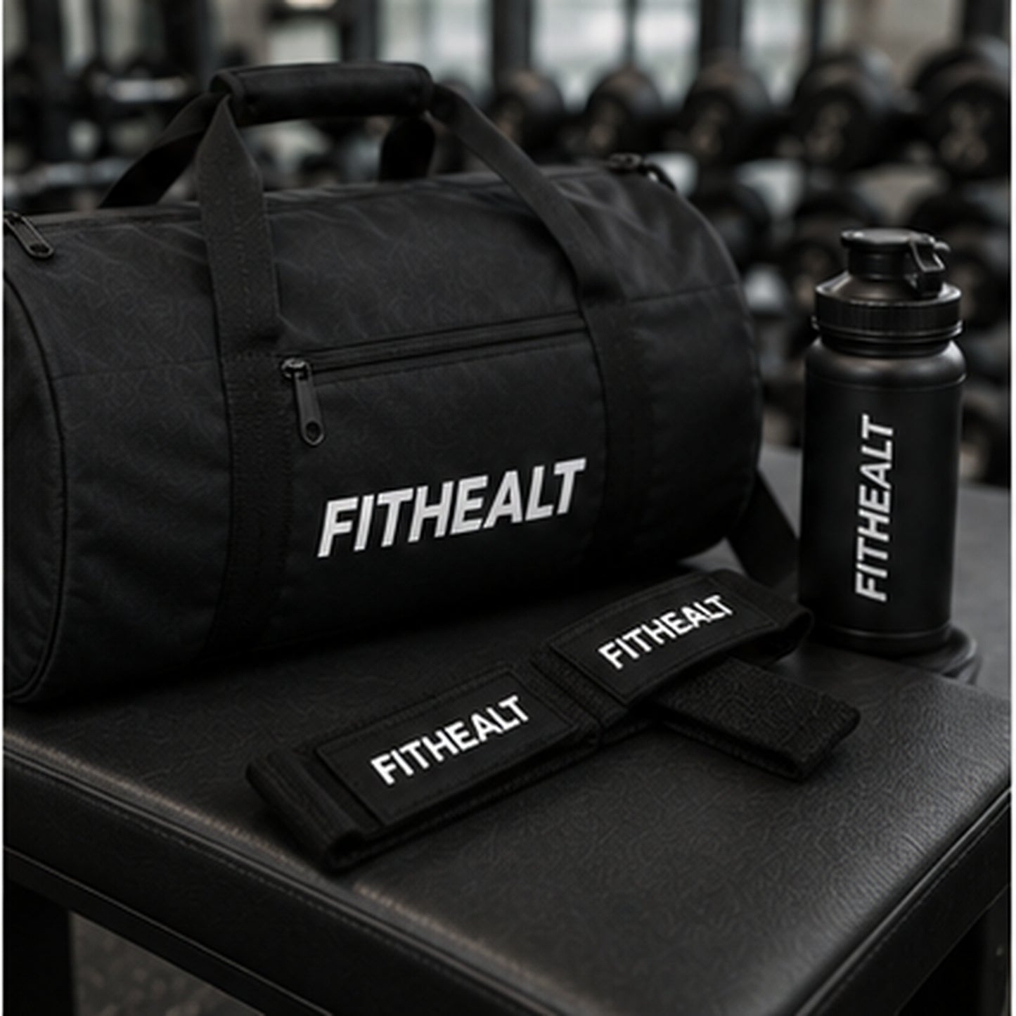 Fithealt Gym Straps – Svarta dragremmar för styrketräning och bättre grepp