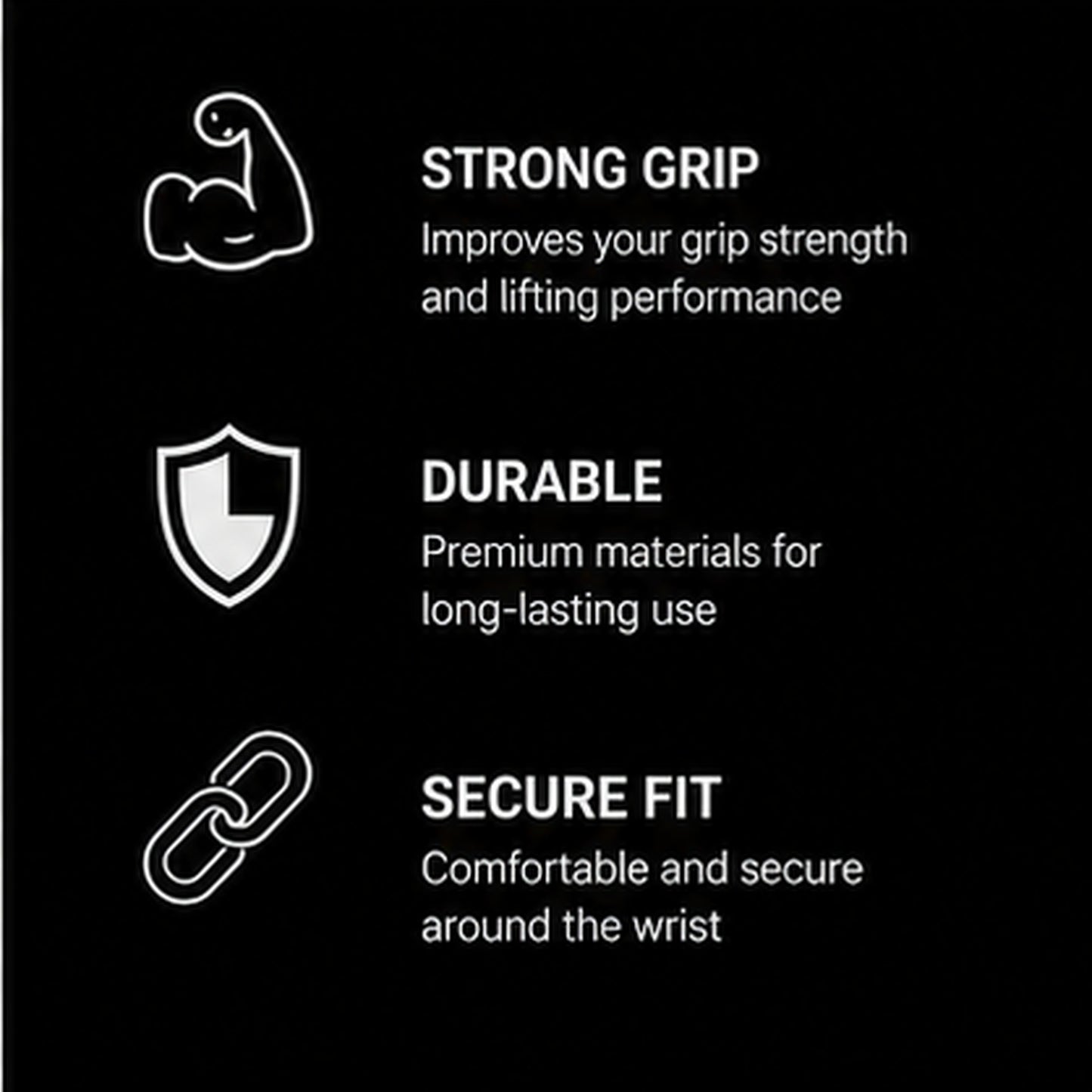 Fithealt Gym Straps – Svarta dragremmar för styrketräning och bättre grepp