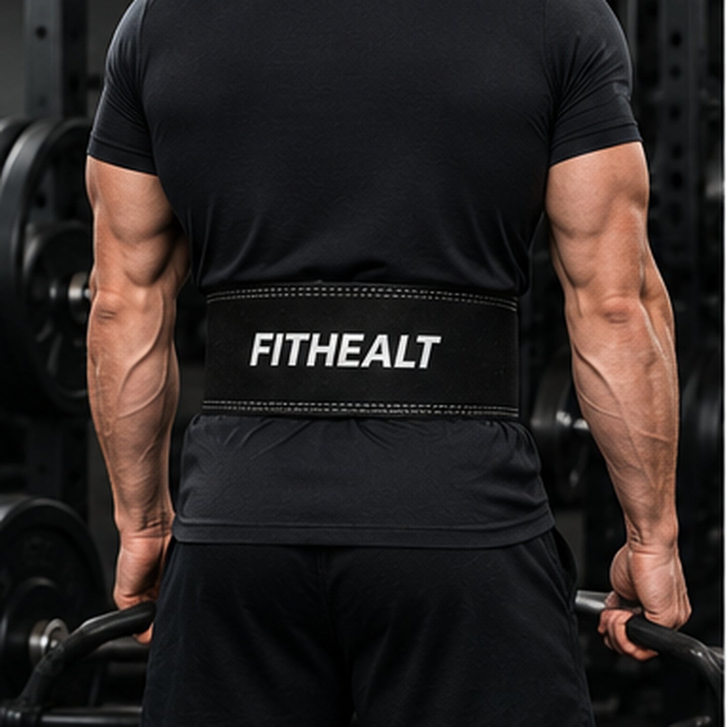 Fithealt Lifting Belt – Svart lyftarbälte för styrketräning och tunga lyft