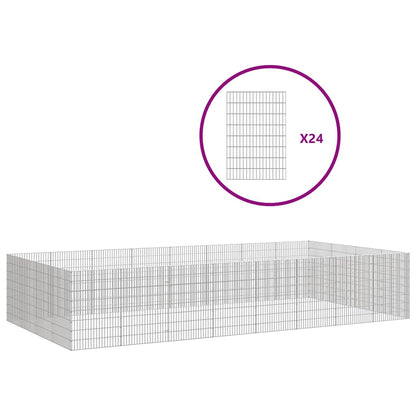 vidaXL Husdjursbur 24-panel Galvaniserat Järn