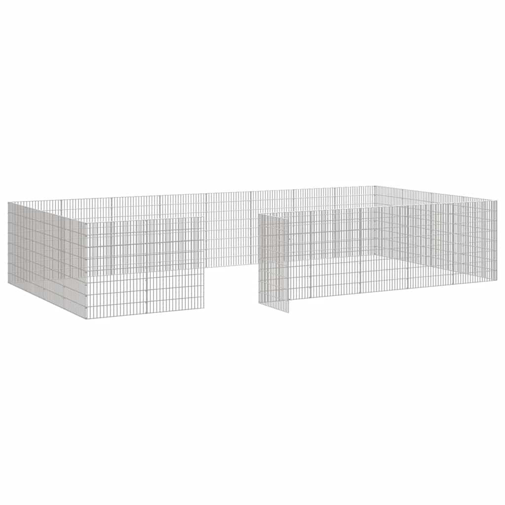 vidaXL Husdjursbur 24-panel Galvaniserat Järn