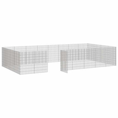 vidaXL Husdjursbur 24-panel Galvaniserat Järn