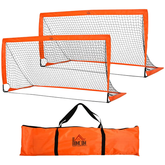 HOMCOM Hopfällbart Fotbollsmål 6 x 3 ft 2-pack