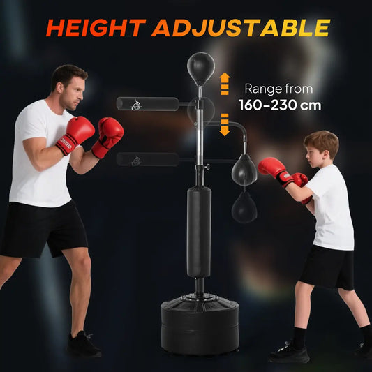 HOMCOM 4-in-1 Punching Bag with Speedballs and Reflex Bar