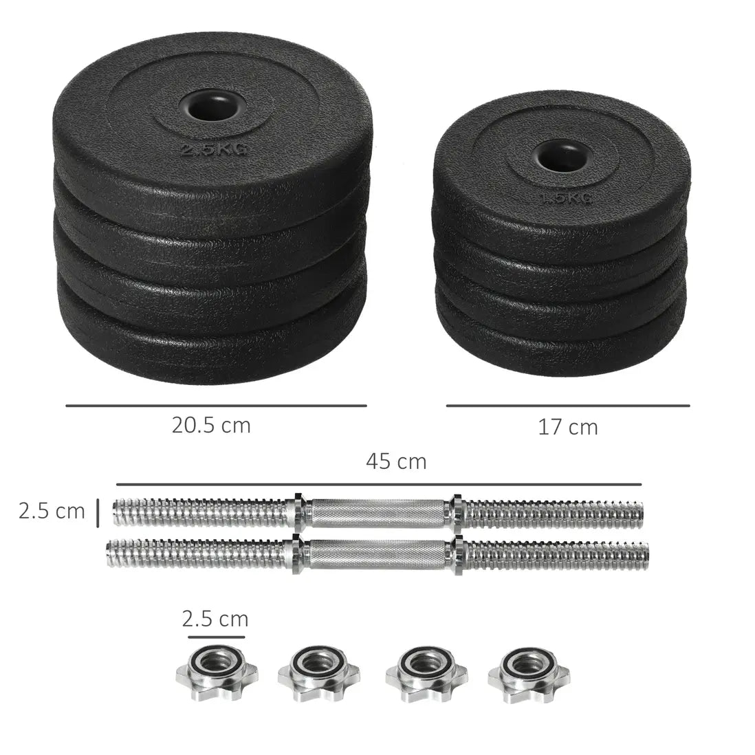 HOMCOM Justerbart Hantelset 20 kg
