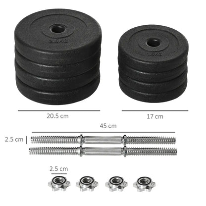 HOMCOM Justerbart Hantelset 20 kg