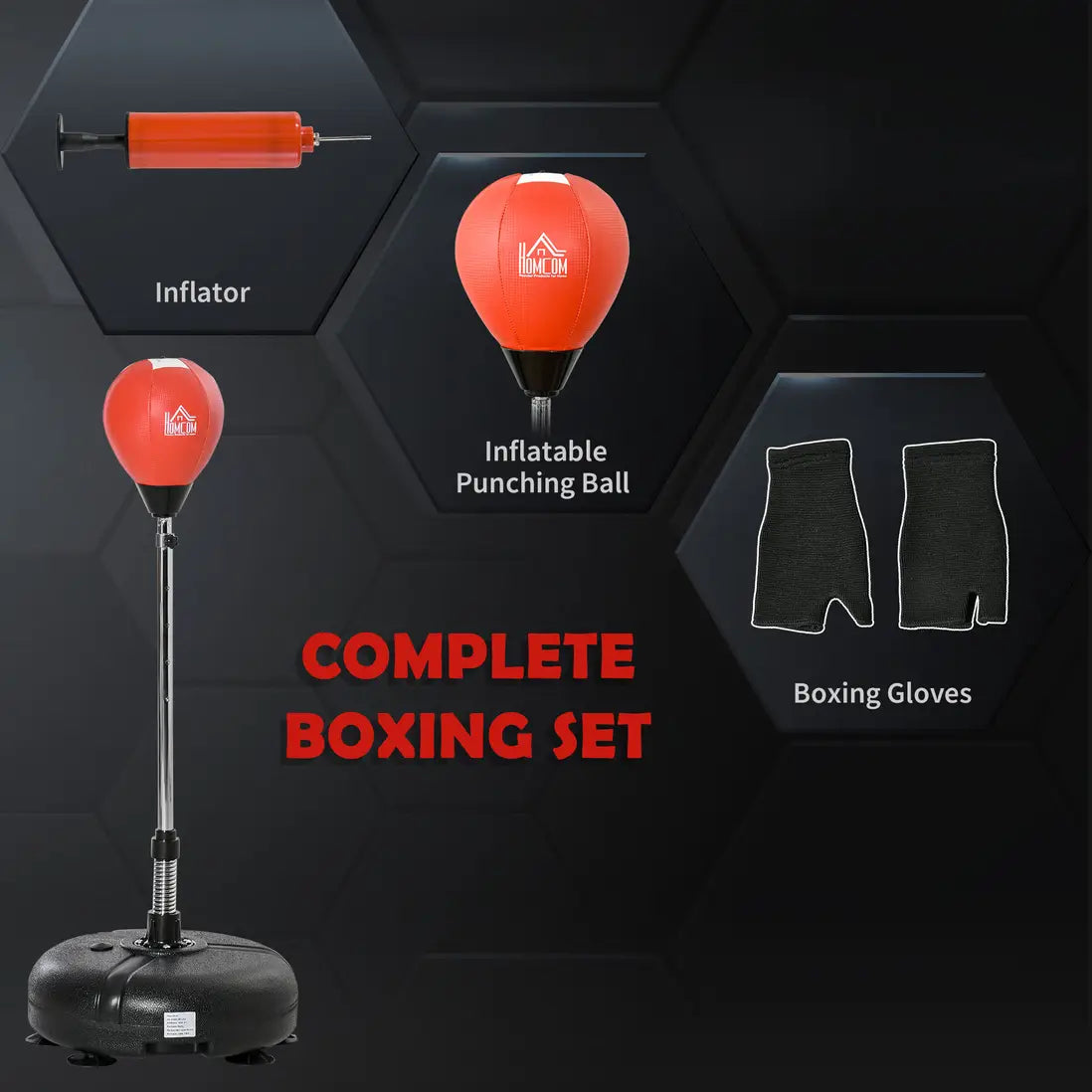 HOMCOM Punching Bag with Stand and Gloves