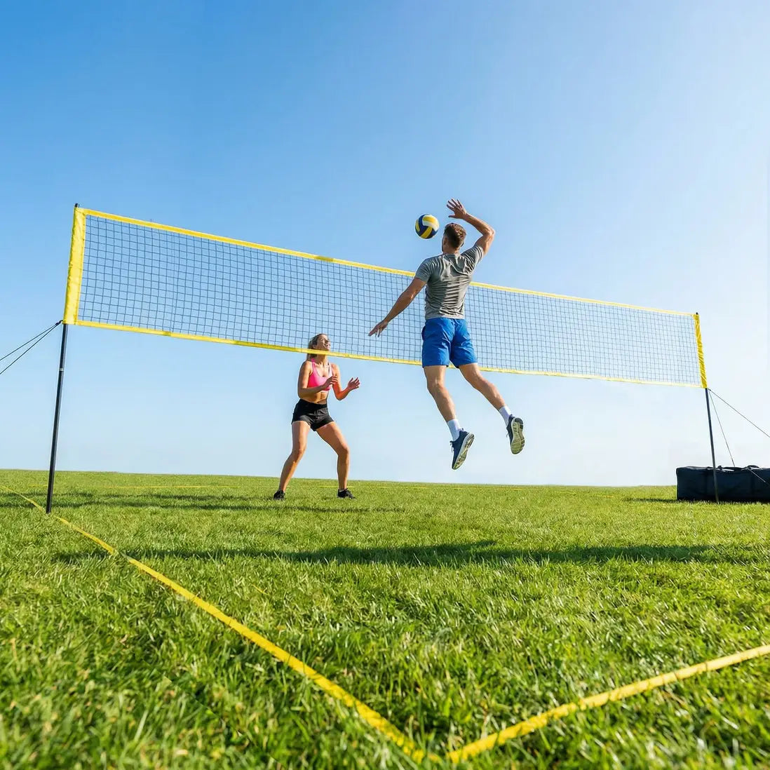 SPORTNOW Portabelt Volleybollnät med Justerbar Höjd