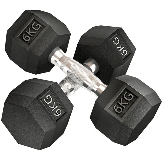 HOMCOM Hex Dumbbells Rubber 2 x 10 kg